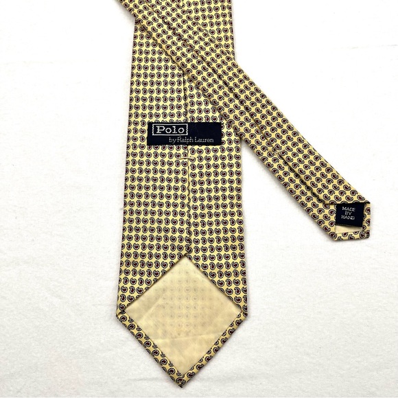 Vintage Polo Ralph Lauren Mens Italian Silk Necktie Yellow Classic Red Plaid Tie - Picture 4 of 8